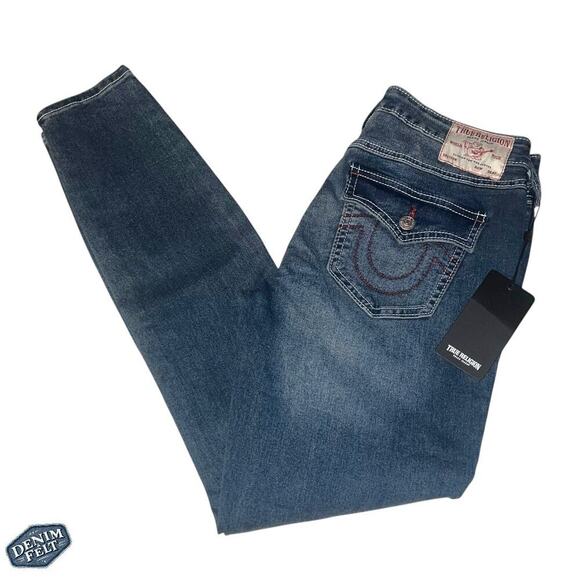 True Religion Women’s JENNIE MID RISE FLAP SKINNY Blue Denim JEAN | NEW/NWT!! - Picture 3 of 16